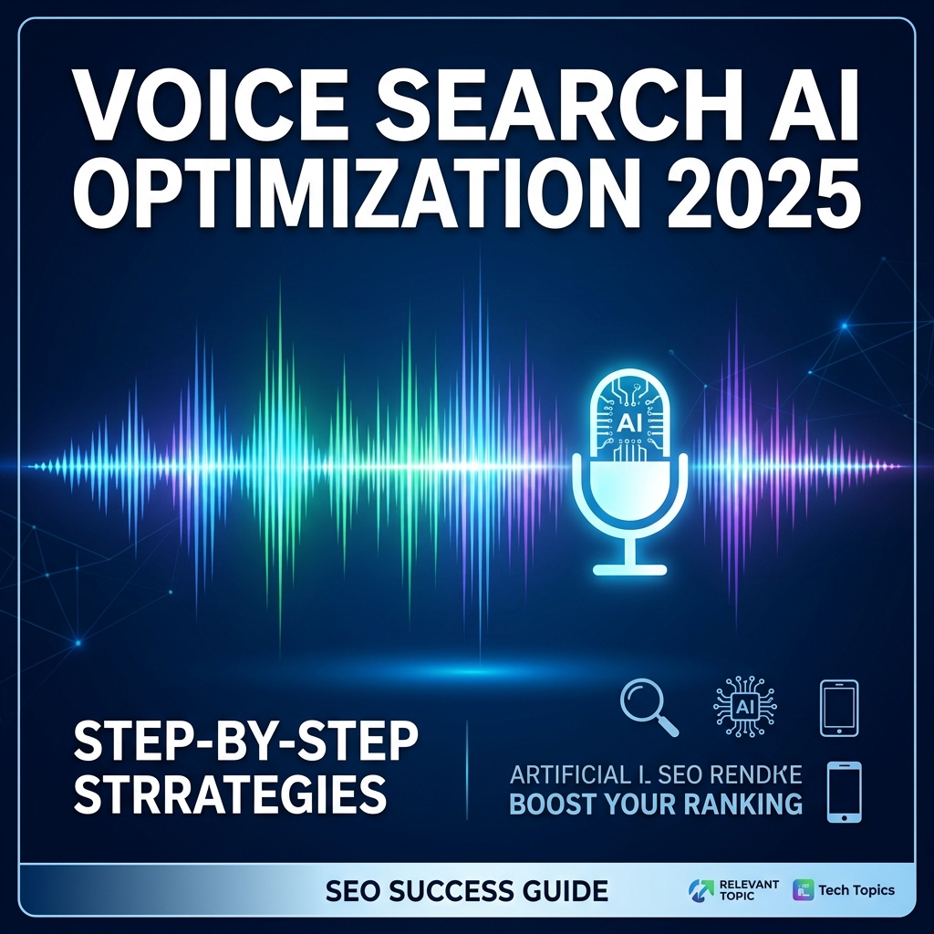 Ilustratie cautari vocale AI optimization SEO 2025 - modul corect de structurare continut pentru asistenti vocali